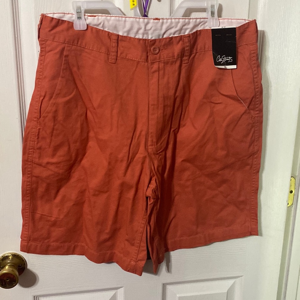 City Streets mens bermuda style shorts; color: burnt orange; size 36